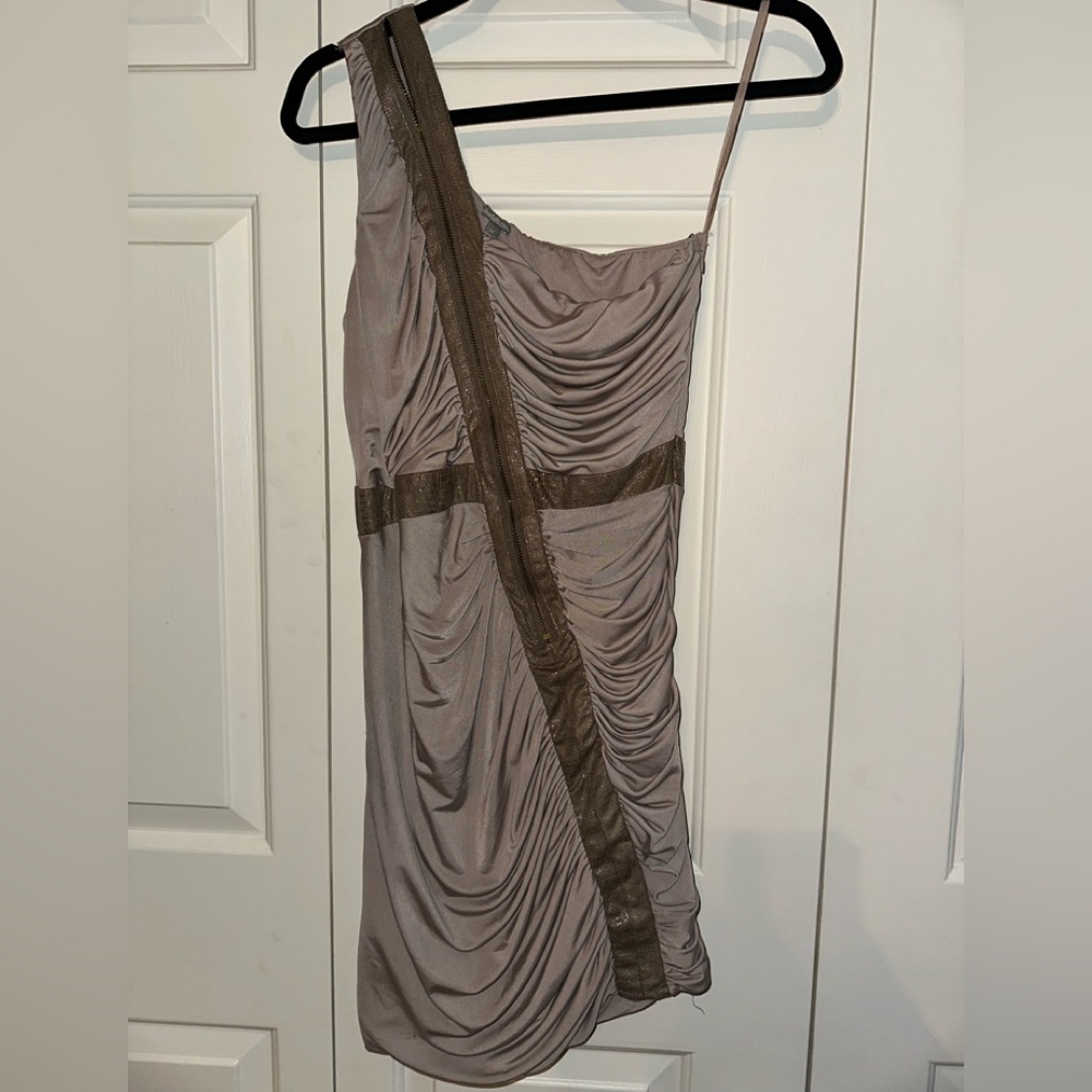 Elegant Taupe One-Shoulder Dress